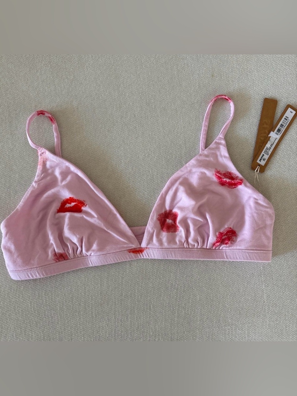 DEADSTOCK SKIMS NWT Cherry Blossom Lipstick Plunge Triangle Bralette Size L